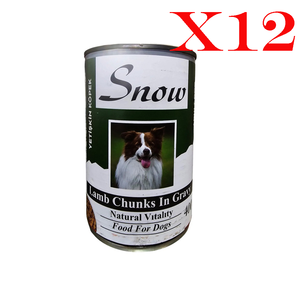 SNOW%20YETİŞKİN%20KÖPEK%20KUZU%20ETLİ%20PARÇA%20ETLİ%20KONSERVE%2012%20x%20400%20GR