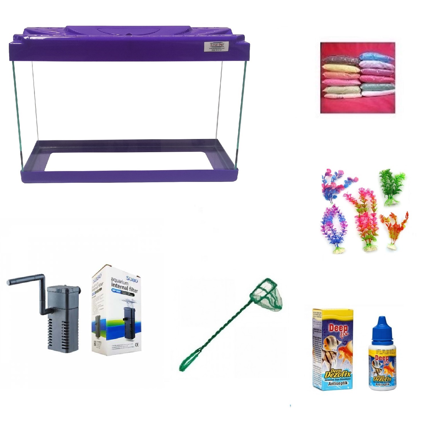 Kanki%20Pet%2030%20Cm%20Akvaryum%20Hazır%20Set%203018%20Mor