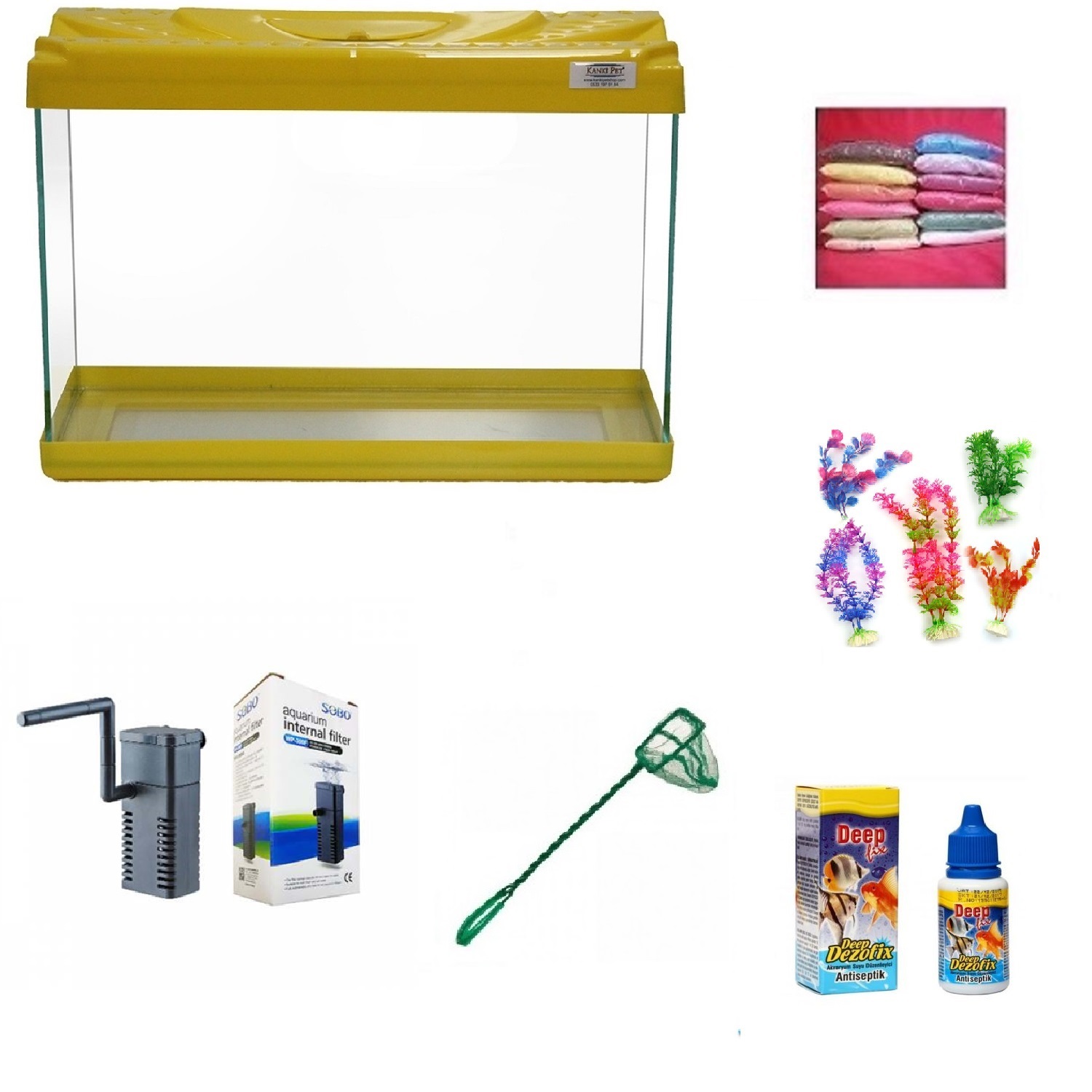 Kanki%20Pet%2030%20Cm%20Akvaryum%20Hazır%20Set%203018%20Sarı