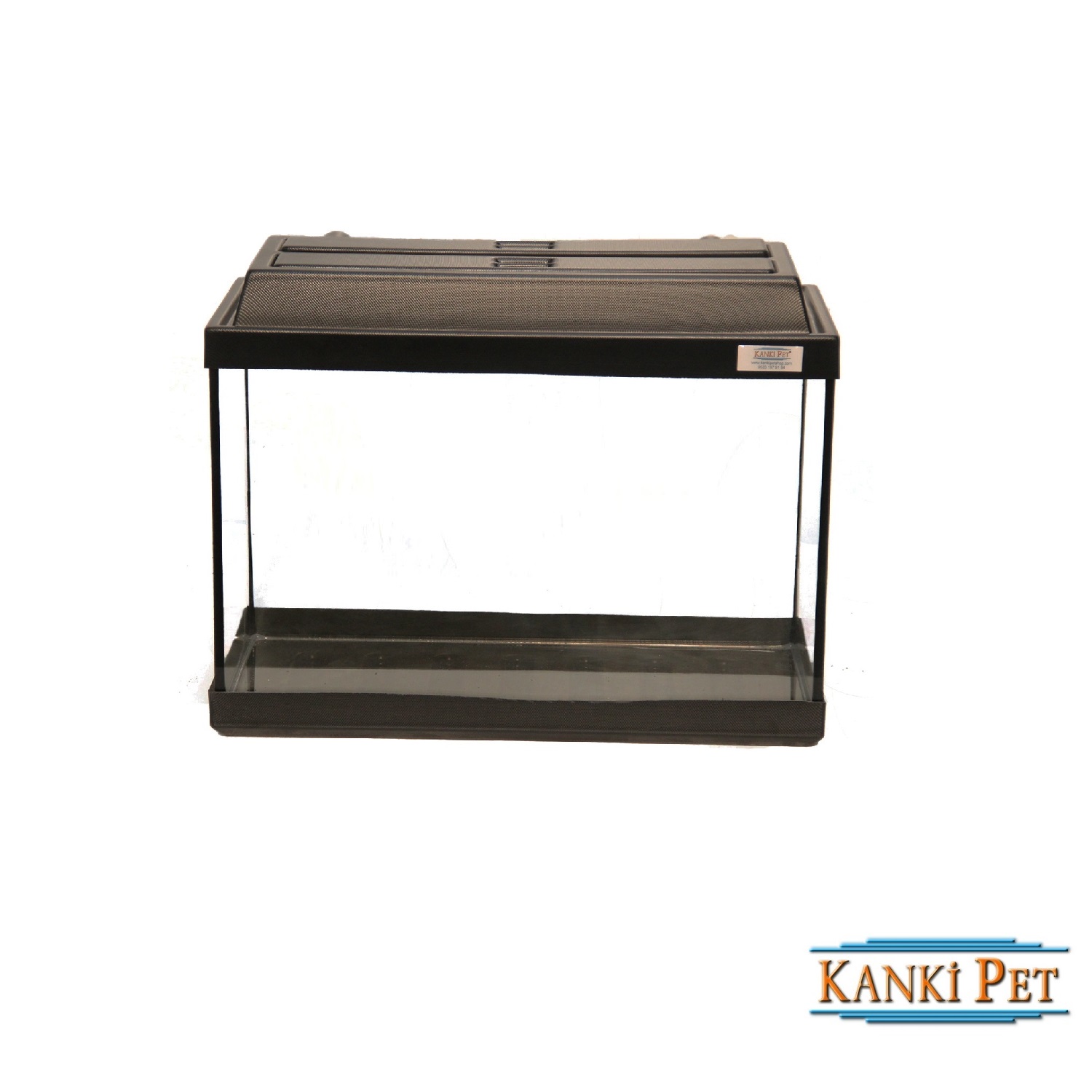 Kanki%20Pet%2050%20Cm%20Akvaryum%20Tam%20Kapaklı%20Düz%20Siyah