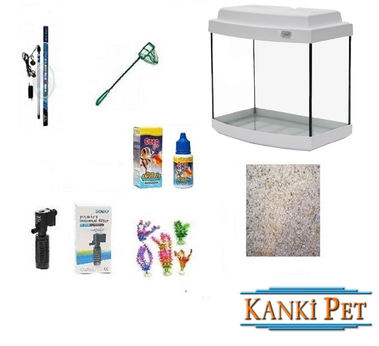 Kanki%20Pet%2035%20Cm%20Akvaryum%20Bombeli%20Beyaz%20Hazır%20Set