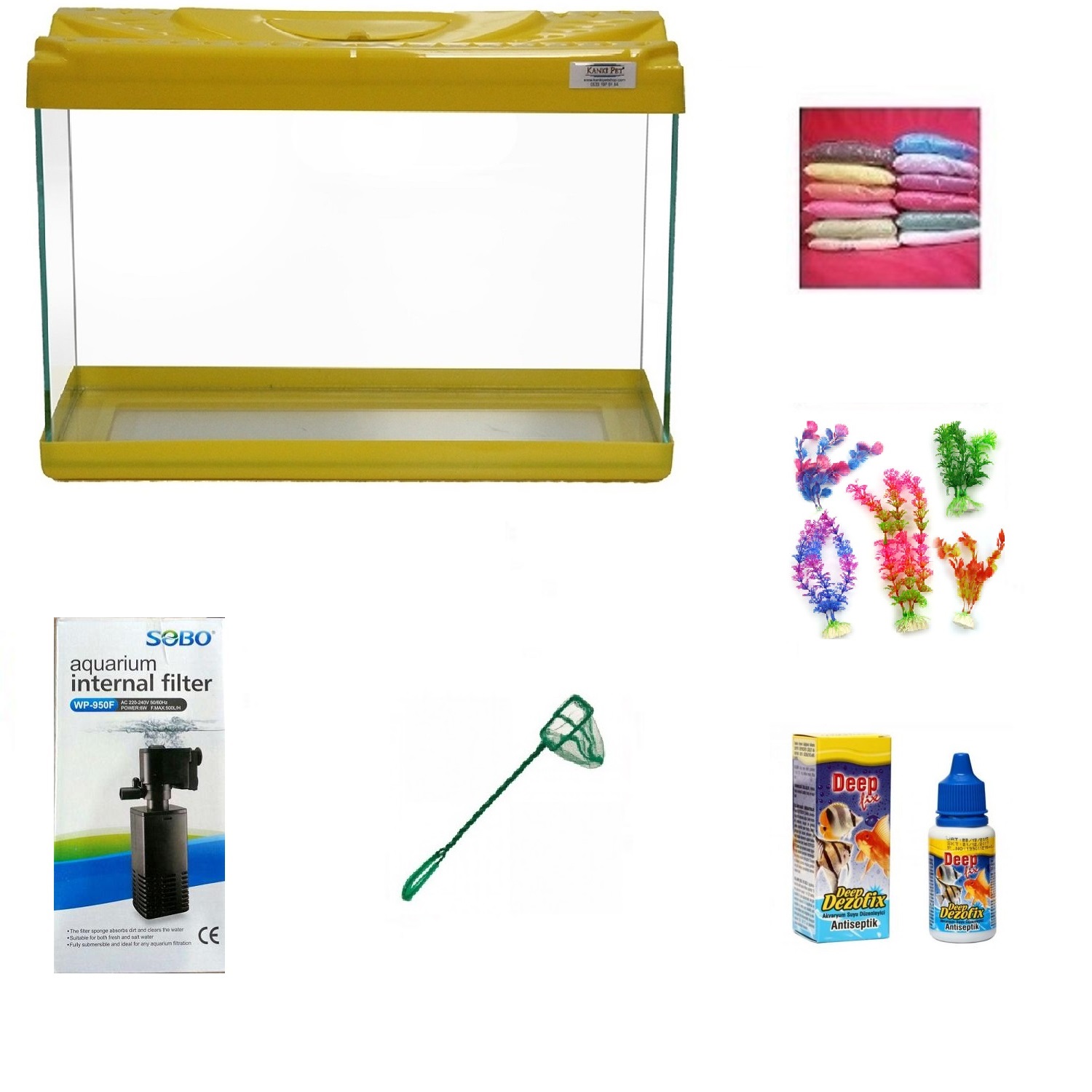 Kanki%20Pet%203518%20Akvaryum%20Hazır%20Set%20Sarı%2035%20CM