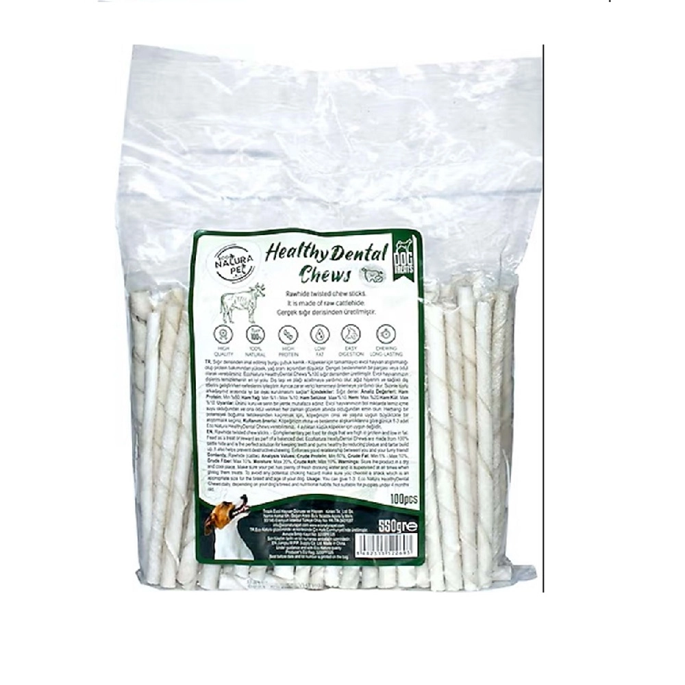 Eco%20Natura%20Pet%20100%20Adet%20Beyaz%20Burgu%20Kemik%2013%20cm%20550%20Gr%20Diş%20Kaşıntı%20ve%20Tartar%20Önleyici