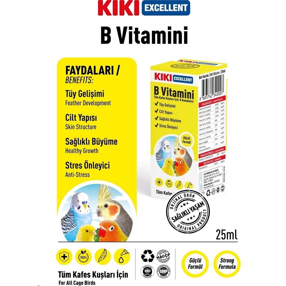 Kiki%20Excellent%20Kuş%20B%20Vitamini%2025%20Ml.