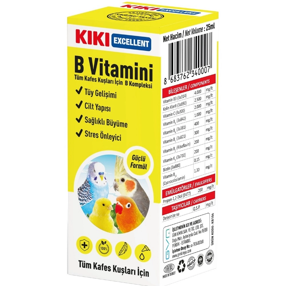 Kiki%20Excellent%20Kuş%20B%20Vitamini%2025%20Ml.