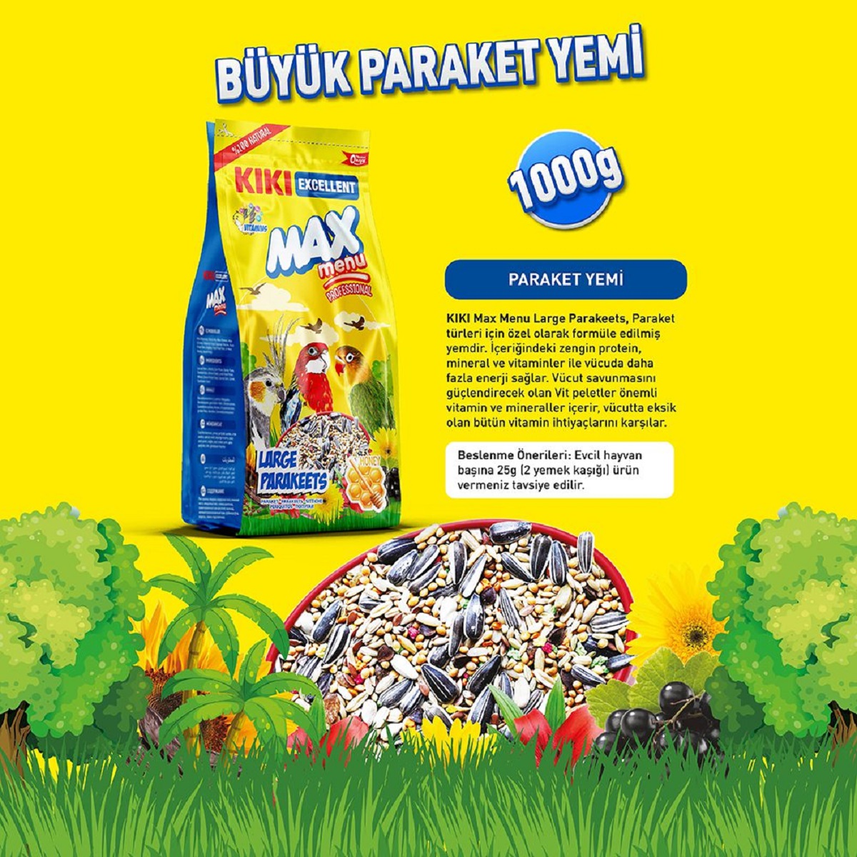 KIKI%20Excellent%20Kuş%20Max%20Menu%20Large%20Parakeets%20Büyük%20Pareket%20Yemi%201000gr
