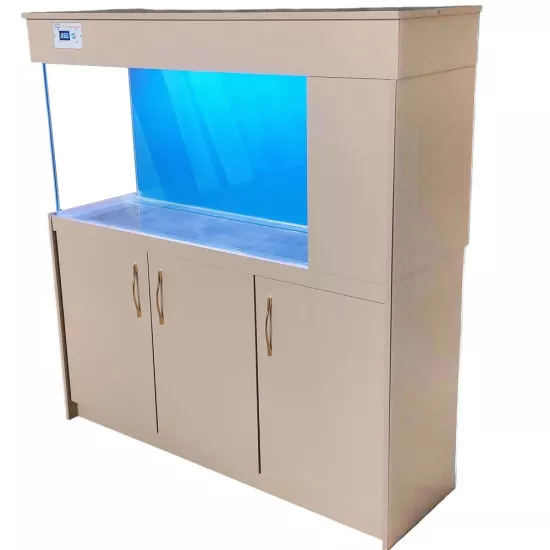 135 Cm Yandan sumplı Cappuccino MDF Mobilyalı Akvaryum kumandalı Led Aydınlatmalı