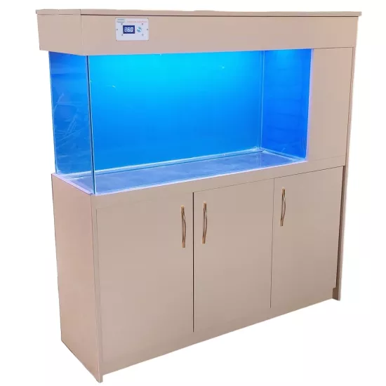 135 Cm Yandan sumplı Cappuccino MDF Mobilyalı Akvaryum kumandalı Led Aydınlatmalı