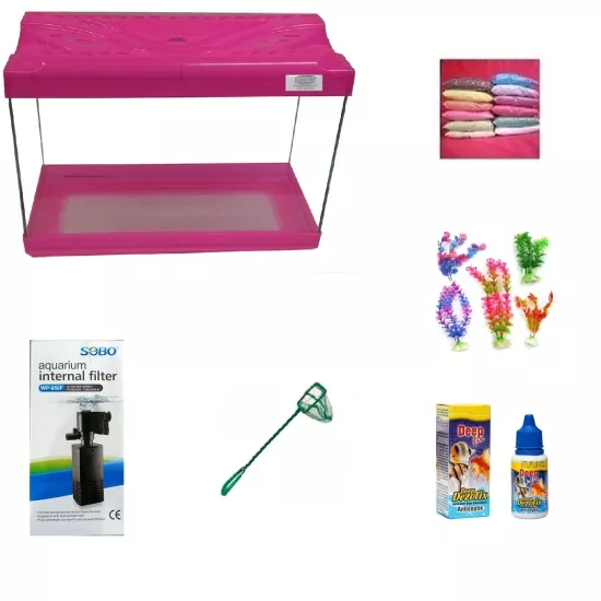 Kanki Pet Kp3518 Pembe Akvaryum Seti 35 cm | En Uygun Akvaryum Fiyatları