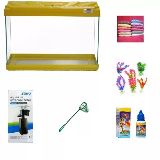 Kanki Pet KP3518 Sarı Akvaryum Başlangıç Seti 35 cm 12 Lt | En Uygun Akvaryum Fiyatları