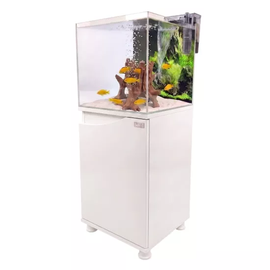 40x40x40 Nano Beyaz Sehpalı Akvaryum Seti 6 mm Ultra Clear Cam | Kanki Pet