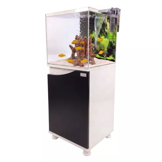 40x40x40 Nano Siyah Kapaklı Sehpalı Akvaryum Seti 6 mm Ultra Clear | Kanki Pet