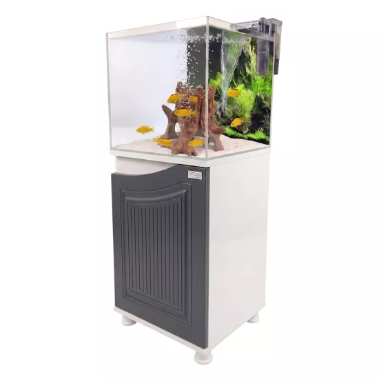 40x40x40 Nano West Antrasit Kapaklı Sehpalı Akvaryum Seti 6 mm Ultra Clear | Kanki Pet