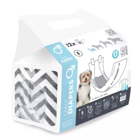 M-Pets Erkek Köpek Çiş Külotu (S) 12’li - 12 Saat Korumalı Çiş Bandı