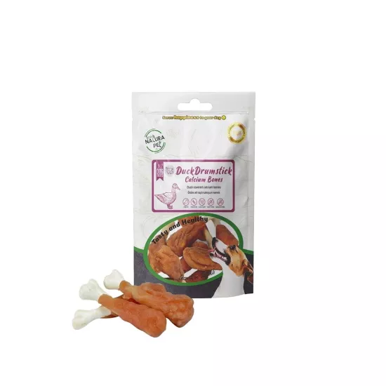 Eco Natura Pet Duck Drumstick ördek eti kaplı kaplı kalsiyum kemik köpek ödül 90 gr