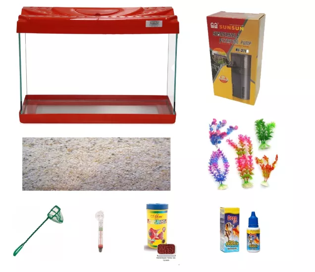 Kanki Pet KP5018 50 cm Kırmızı Set Akvaryum 26 Lt | Uygun Akvaryum Fiyatları