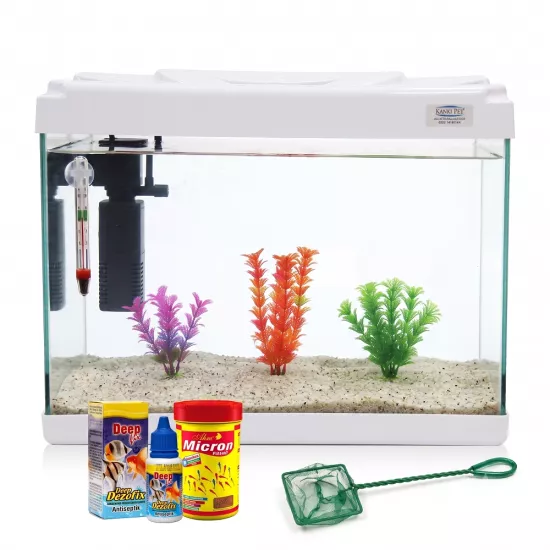 Kanki Pet KP5018 50 cm Beyaz Set Akvaryum 26 Lt | Uygun Akvaryum Fiyatları