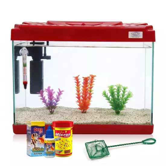 Kanki Pet KP5018 50 cm Kırmızı Set Akvaryum 26 Lt | Uygun Akvaryum Fiyatları