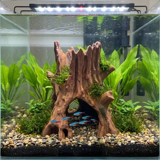 3D Akvaryum Dekorasyonu Yapay Ağaç Kökü Balık Yuvası PETG 17x17 cm