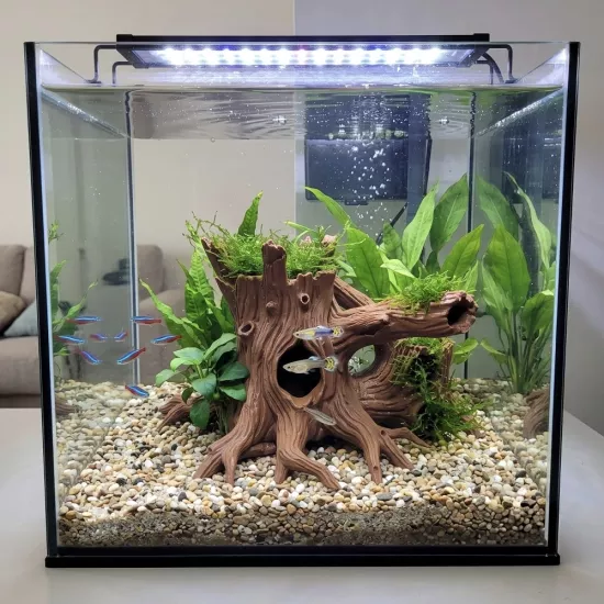 3D Tünelli Akvaryum Ağaç Kökü Dekoru KP3D10212 | Kendinden Batan PETG Balık Yuvası