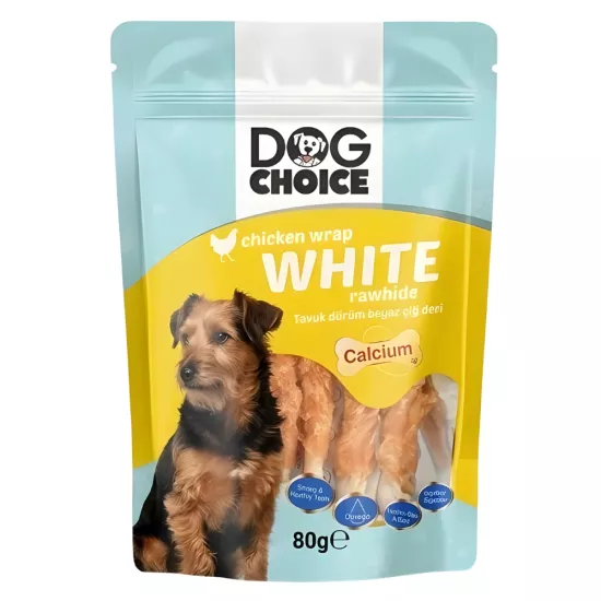 Dog Choice Tavuk Eti Sargılı Beyaz Çiğ Deri Çubuk Köpek Ödülü 80gr