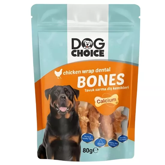 Dog Choice Tavuk Eti Sargılı Kalsiyum Diş Kemiği Köpek Ödülü 80gr