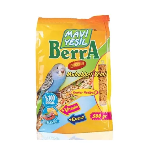 Mavi Yeşil Berra Muahabbet Kuşu Yemi Kraker Hediyeli 3 x 500 G