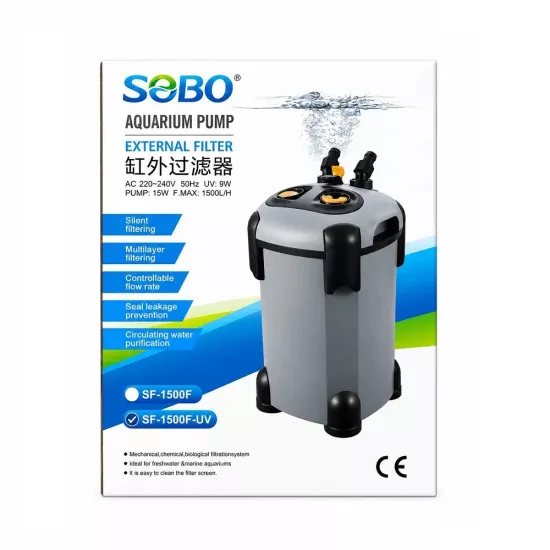 Sobo SF-1500F-UV 9W UV Lambalı Dış Filtre 15W 1500 L/H | Fiyatı