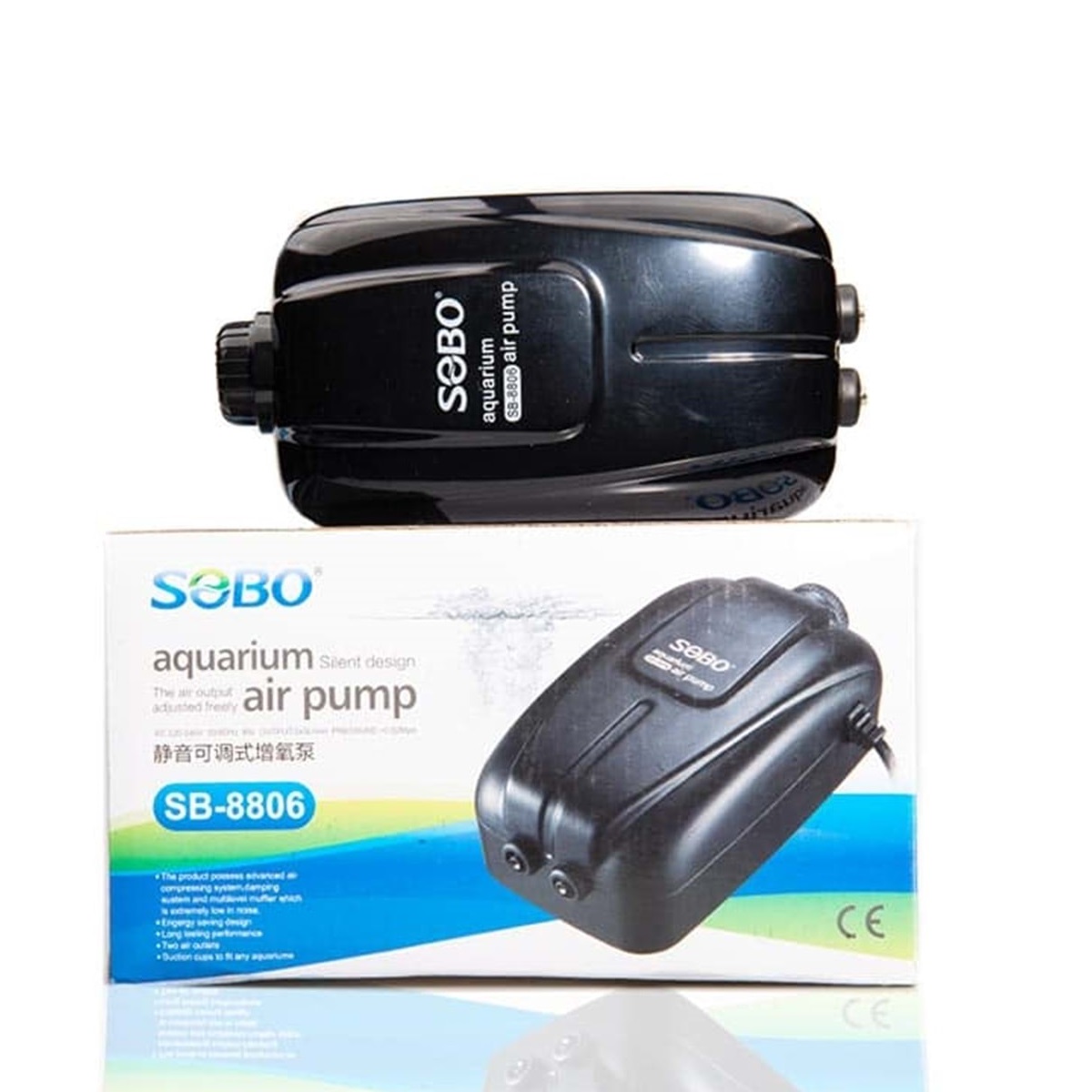 Sobo%20Çift%20Çıkışlı%20Akvaryum%20Hava%20Motoru%20Sb-8806%208w%202x5%20Lt/Dk