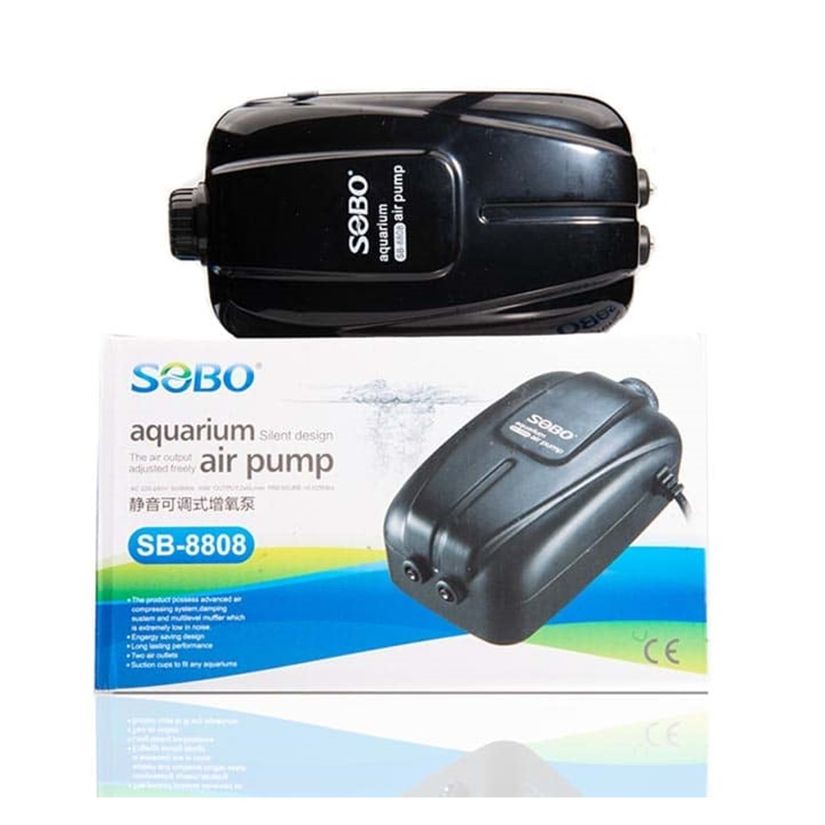 Sobo%20Ayarlanabilir%20Çift%20Çıkışlı%20Akvaryum%20Hava%20Motoru%20Sb-8808%2010w%202x6L/min